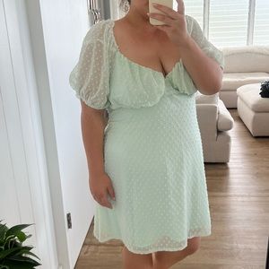 Misguided Mint Milkmaid Dobby Chiffon Skater Dress - 18